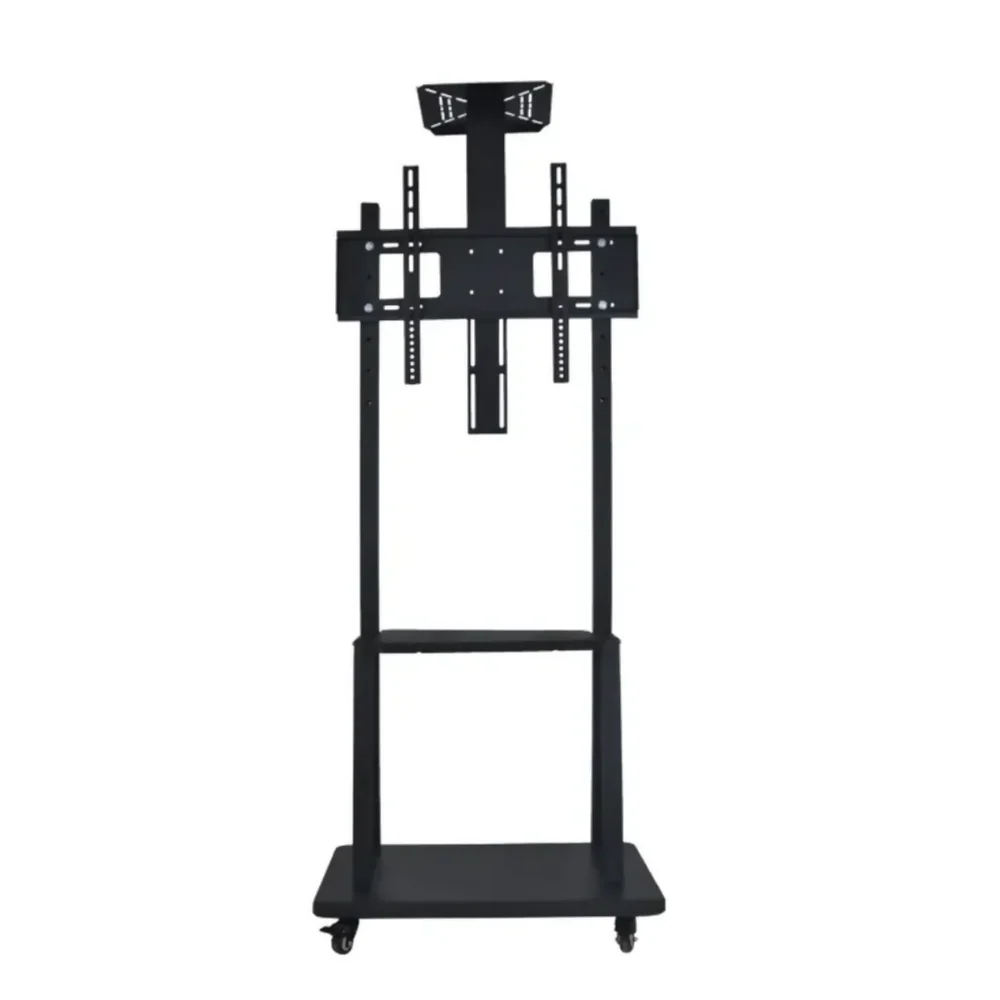 SOPORTE TV PEDESTAL PISO ESTANTE MESA 32 A 75 PULGADAS METÁLICO RUEDAS NEGRO