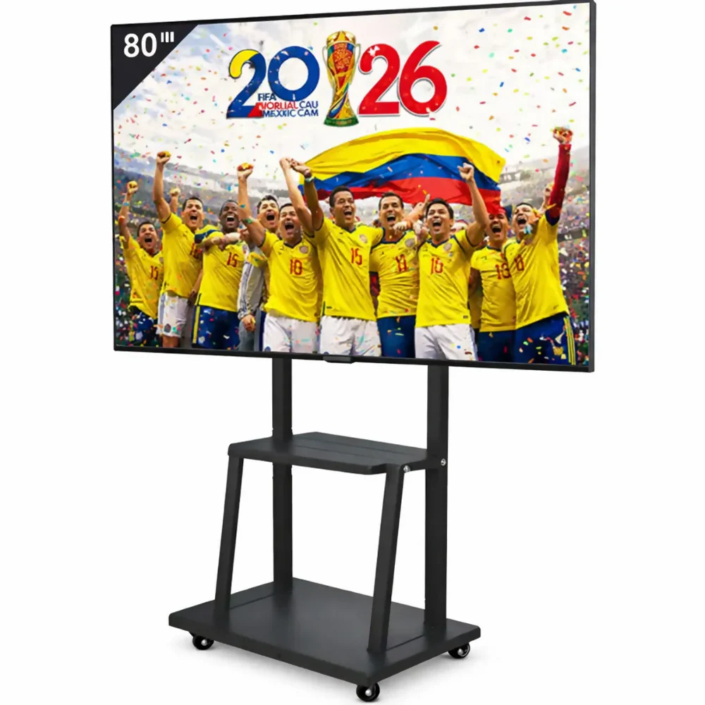 SOPORTE TV PEDESTAL PISO ESTANTE MESA 32 A 75 PULGADAS METÁLICO RUEDAS NEGRO - Image 2