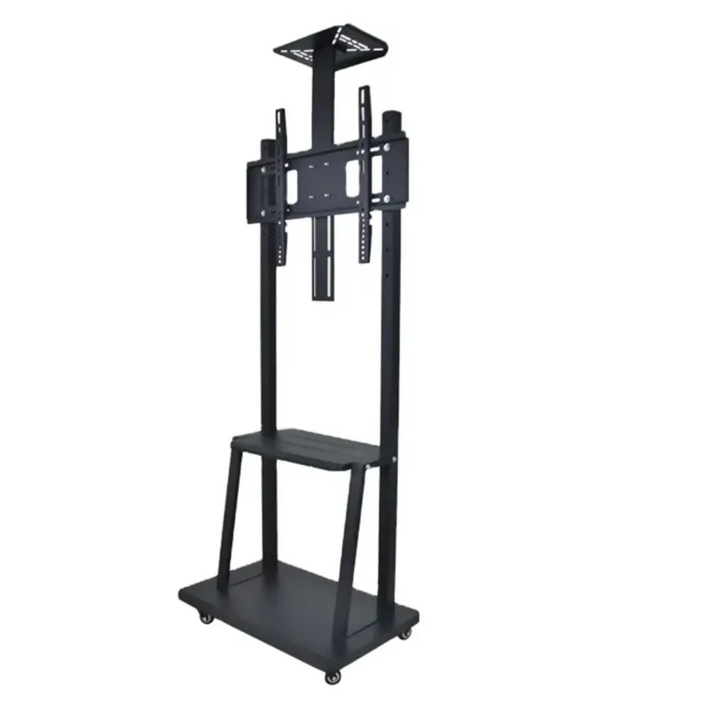 SOPORTE TV PEDESTAL PISO ESTANTE MESA 32 A 75 PULGADAS METÁLICO RUEDAS NEGRO - Image 4