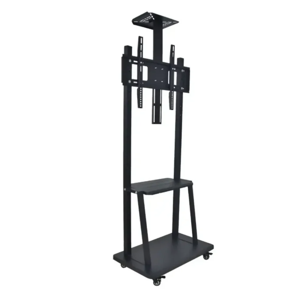 SOPORTE TV PEDESTAL PISO ESTANTE MESA 32 A 75 PULGADAS METÁLICO RUEDAS NEGRO - Image 5