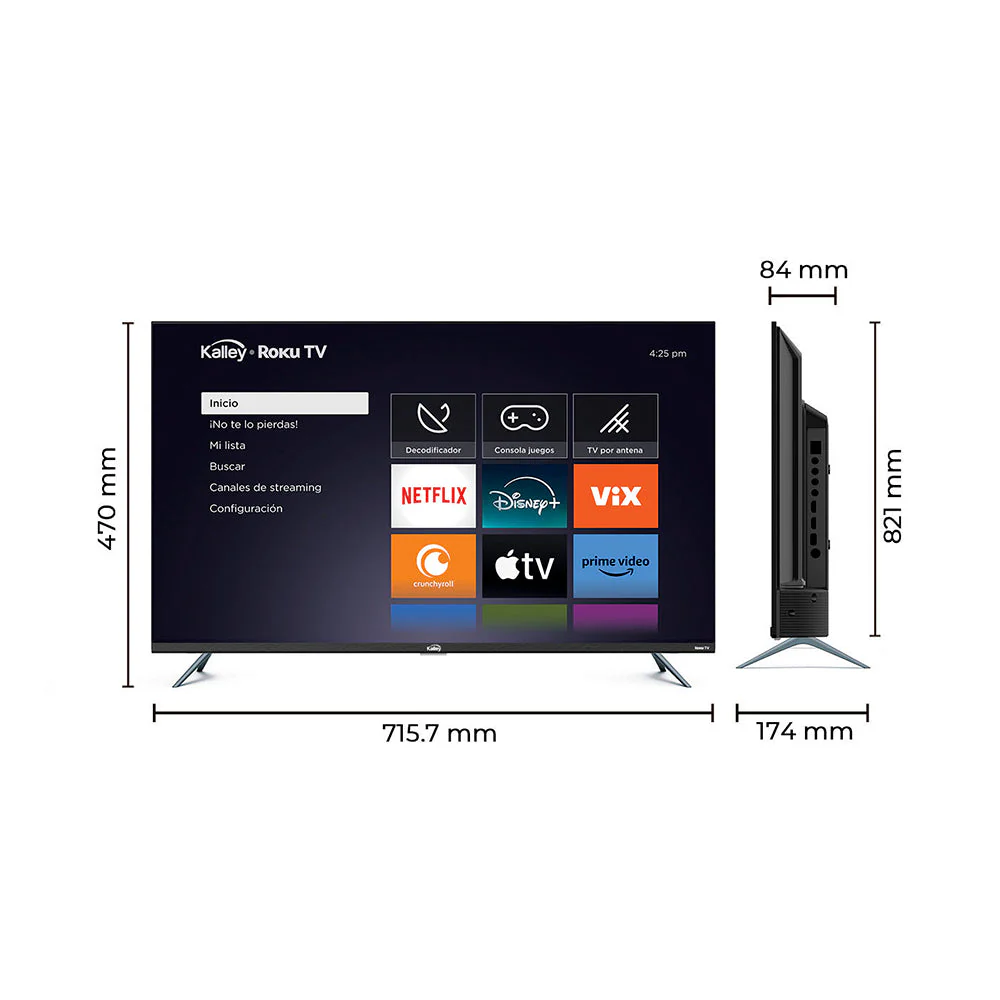Televisor Kalley 32" Pulgadas Sistema Operativo Roku, HD, Negro - Image 8