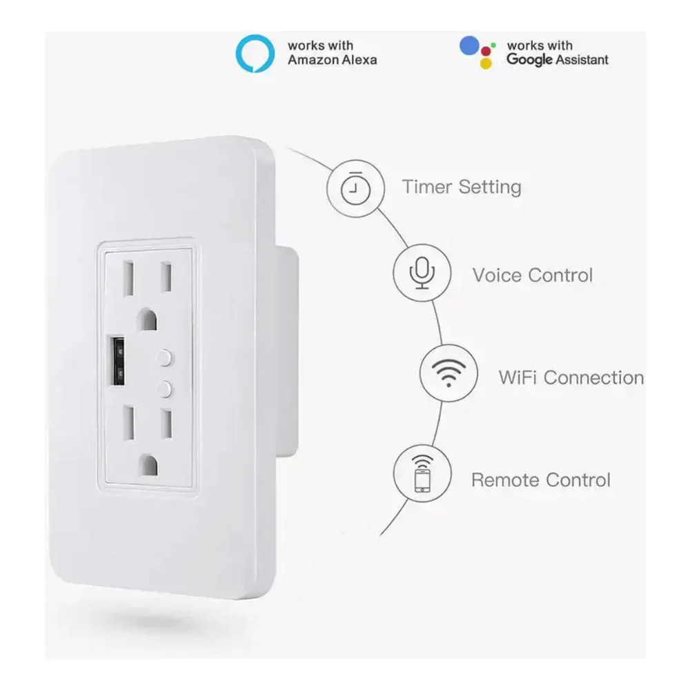 TOMA CORRIENTE DOBLE INTELIGENTE WIFI APP ALEXA GOOGLE HOME - Image 4