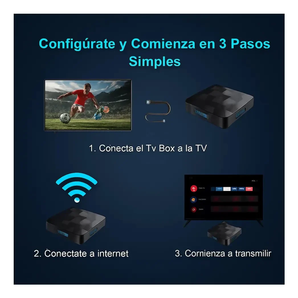 TV BOX I96 FOOTBALL ANDROID TV 8K WIFI BT CHROMECAST VOZ - Image 2