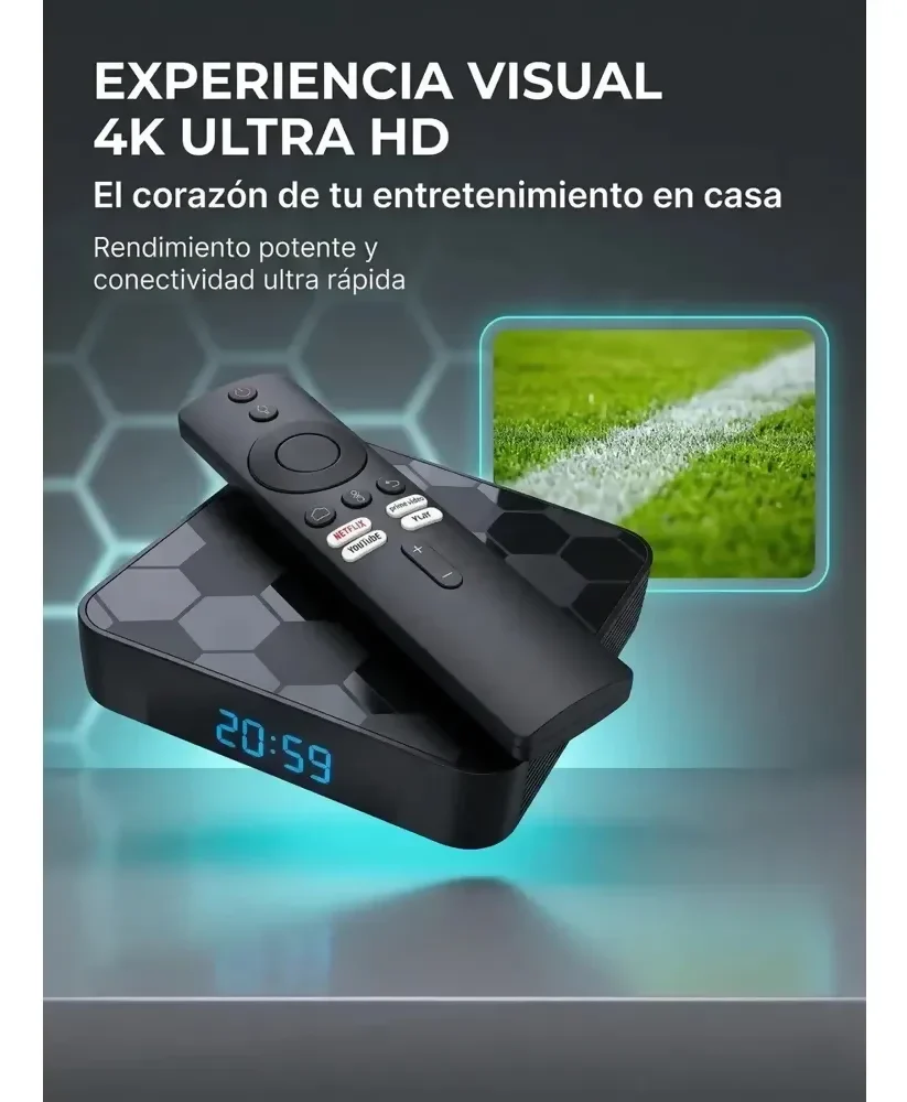 TV BOX I96 FOOTBALL ANDROID TV 8K WIFI BT CHROMECAST VOZ - Image 5