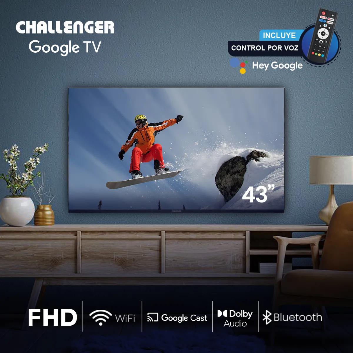 TV CHALLENGER 43" LED 43KG90 BT GOOGLE T2 - Image 3