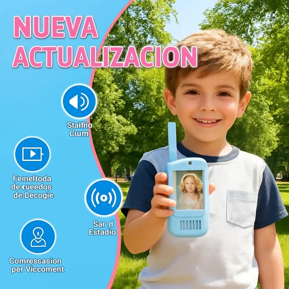 WALKIE TALKIE NIÑOS VIDEO LLAMADA RECARGABLE TIPO C PANTALLA - Image 2