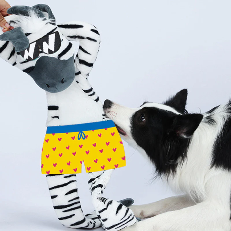 ZEBRA CON CHIRRIADOR Y JUGUETE ARRUGADO PARA PERROS GRANDES - Image 2
